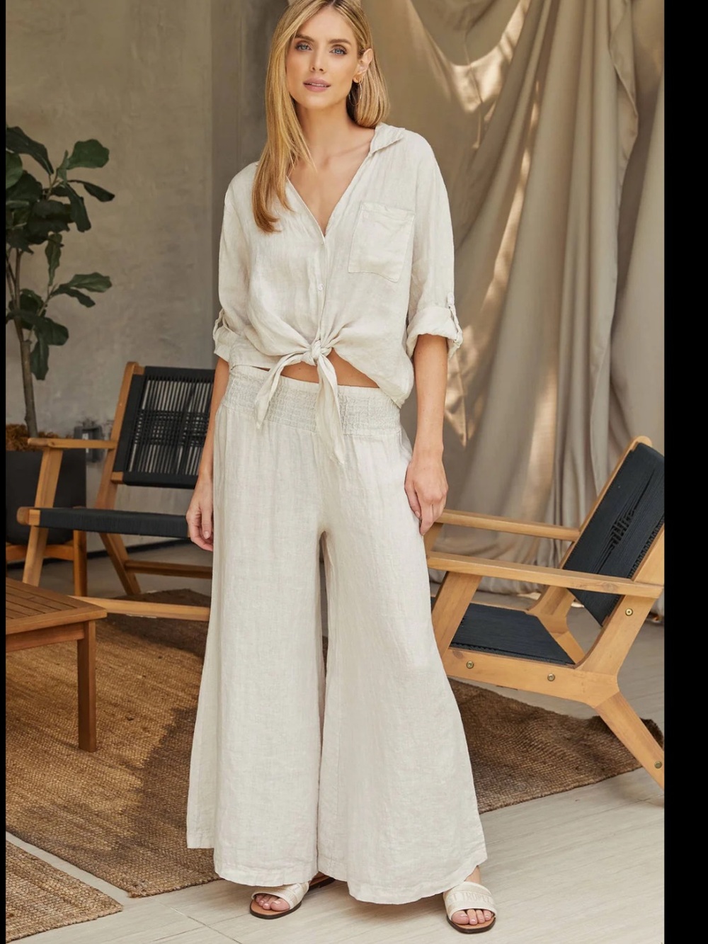 Milio Milano Linen Pants size medium wide leg